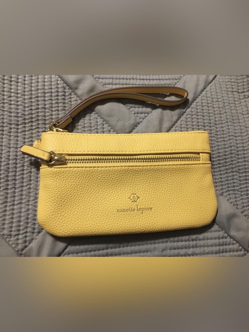 Nanette Lapore pastel yellow vegan leather wristlet clutch wallet, like new, EUC